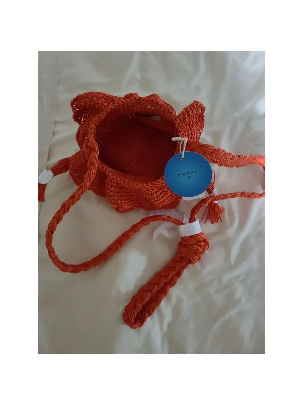 RHODE x Target New Crochet Bucket Bag Dark Orange Boho Ruffle